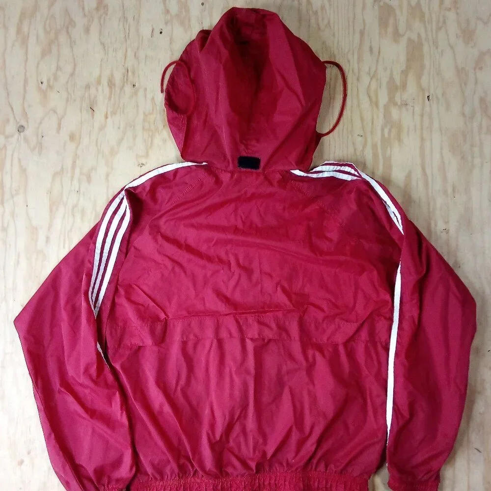Vintage 90s Adidas 3 Stripe Windbreaker Jacket Hooded